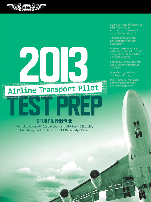 Cover image for Airline Transport Pilot Test Prep 2013